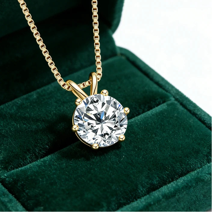 שרשרת לנשים עם יהלום סוליטר מוסונייט יוקרתית עד 5 קראט – זהב 14K פרימיום
